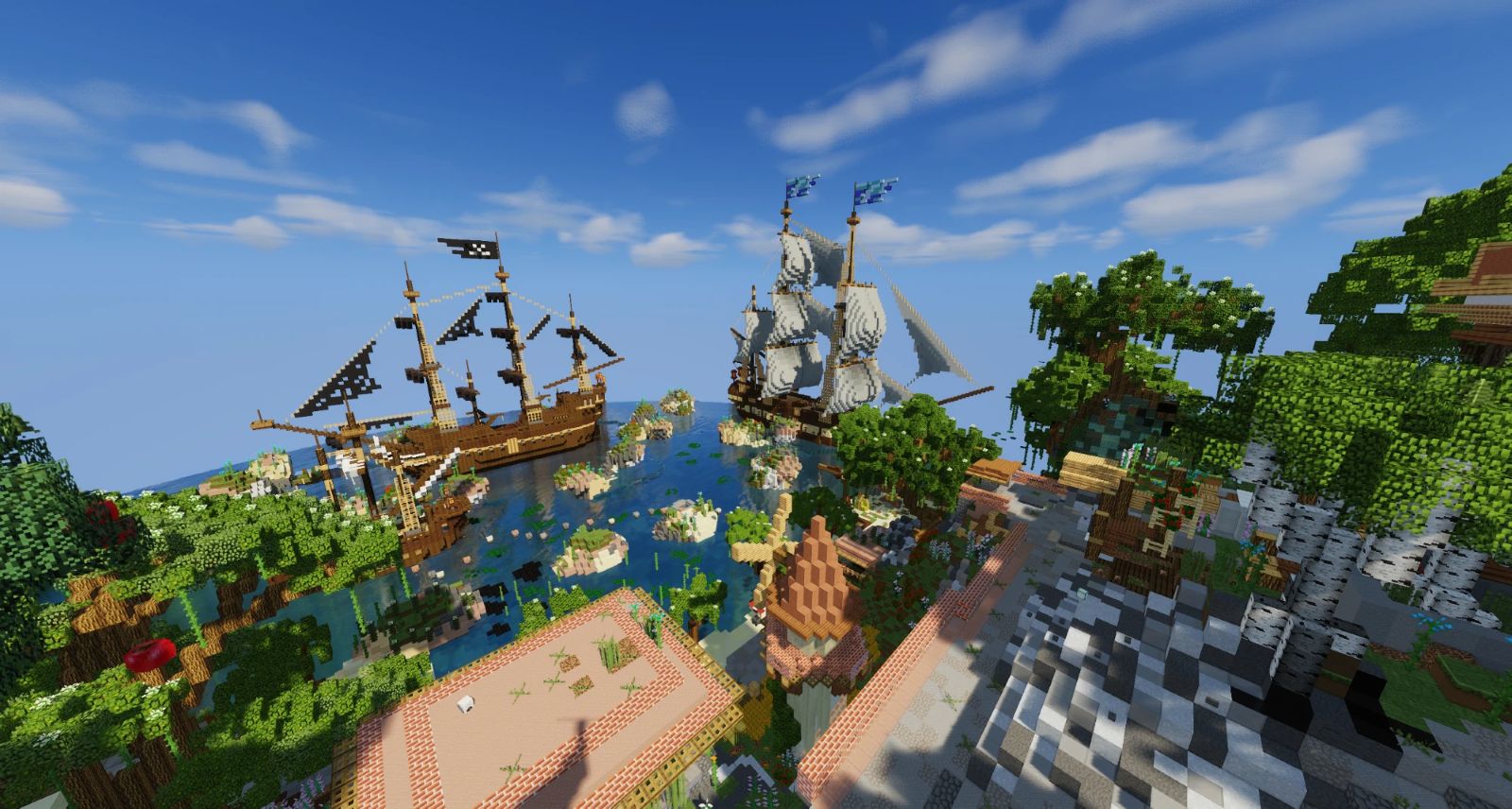 Le port du lobby en plein jour, avec deux grands navires